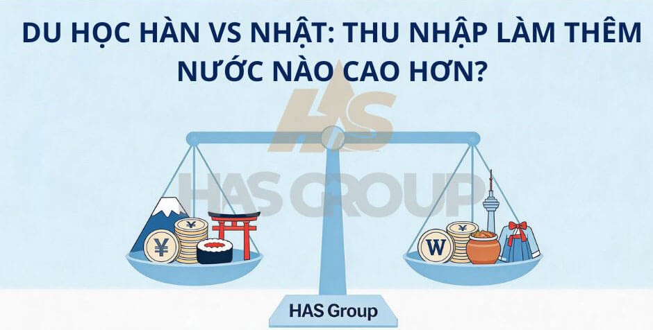 DU HỌC HÀN VS NHẬT: THU NHẬP LÀM THÊM NƯỚC NÀO CAO HƠN?